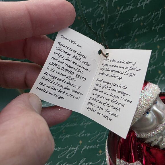 RADKO Santa Glass Christmas Ornament Roly Poly Round Red White 4.5” W Tag - Picture 5 of 8